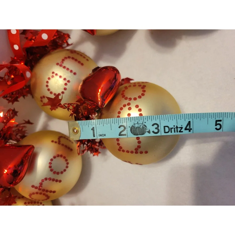 VTG Quacker Factory Sparkle Shine Christmas Ornaments Baker's Dozen Gold Red Set